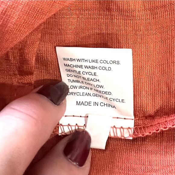 Women's M Off The Shoulder Top Burnt Orange Peasant Boho Prairie Flowy Ruffles - Picture 5 of 8